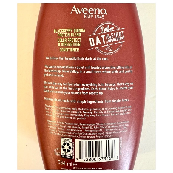 NEW, Aveeno BlackBerry Quinoa Protein Blend Conditioner, 12 oz - Picture 4 of 8